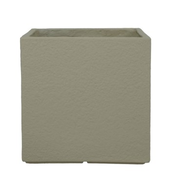 Set Due Vasi Cubo in Ossido di Magnesio Taupe, per Interni ed Esterni