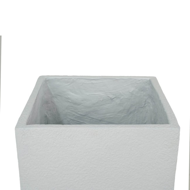 Set Due Vasi Cubo in Ossido di Magnesio Bianco, per Interni ed Esterni