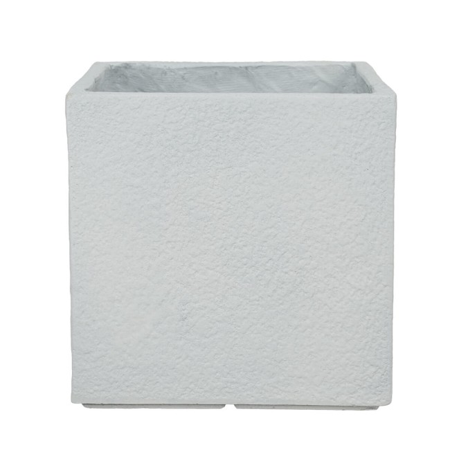 Set Due Vasi Cubo in Ossido di Magnesio Bianco, per Interni ed Esterni