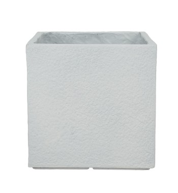 Set Due Vasi Cubo in Ossido di Magnesio Bianco, per Interni ed Esterni