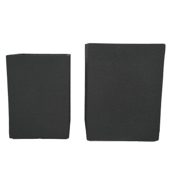 Set Due Vasi Rettangolari Nero in Ossido di Magnesio, per Interni ed Esterni,