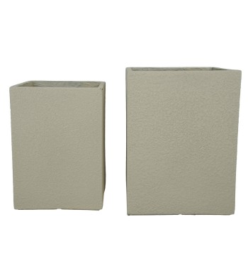 Set Due Vasi Rettangolari in Ossido di Magnesio Taupe, per Interni ed Esterni