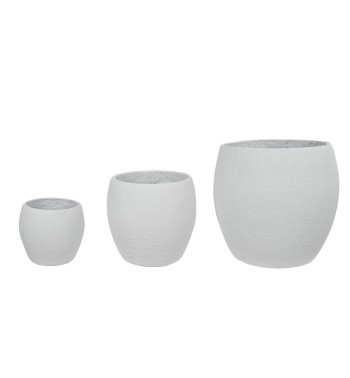 Set Tre Vasi in Ossido di Magnesio Bianco, per Interni ed Esterni