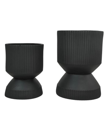 Set Due Vasi in Ossido di Magnesio Nero, Uso Interno ed Esterno