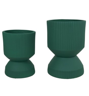 Set Due Vasi in Ossido di Magnesio Verde, per Interni ed Esterni