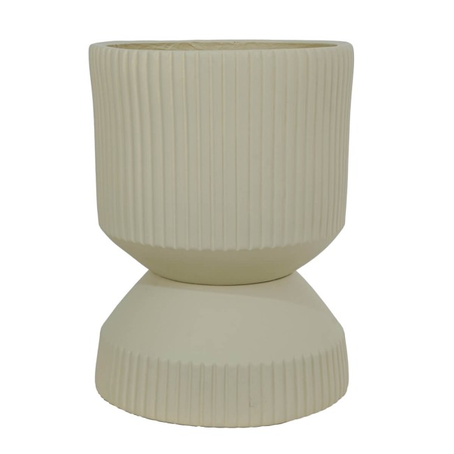 Set Due Vasi in Ossido di Magnesio Taupe, per Uso Interno ed Esterno