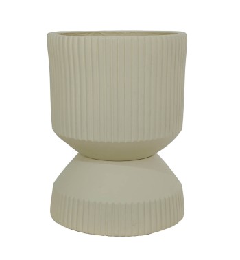 Set Due Vasi in Ossido di Magnesio Taupe, per Uso Interno ed Esterno