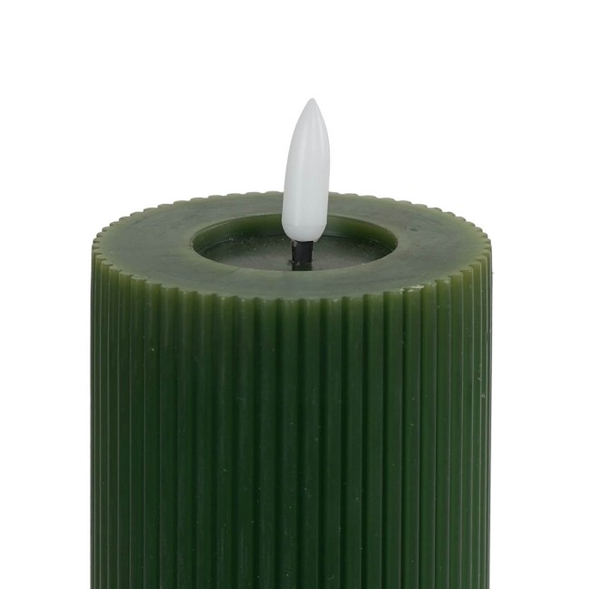Candela Led Rigata in Cera Verde