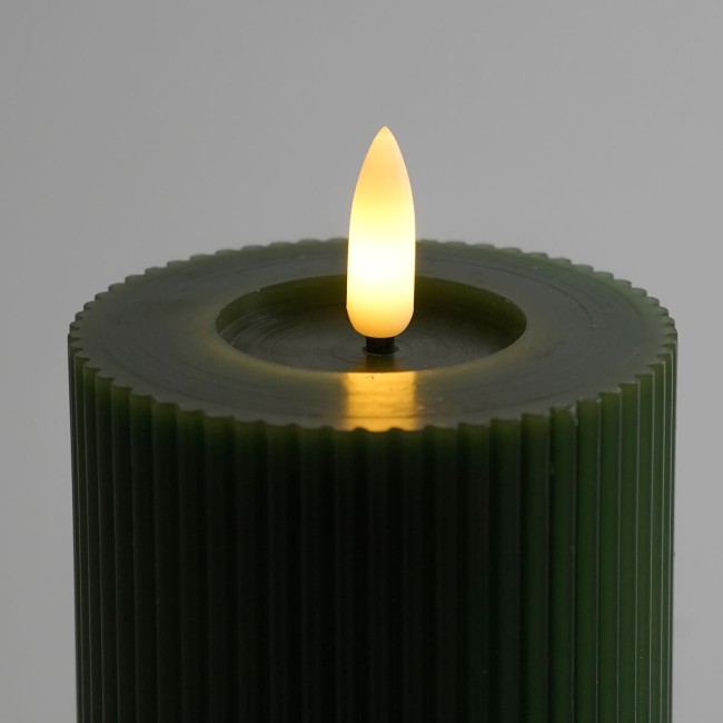 Candela Led Rigata in Cera Verde