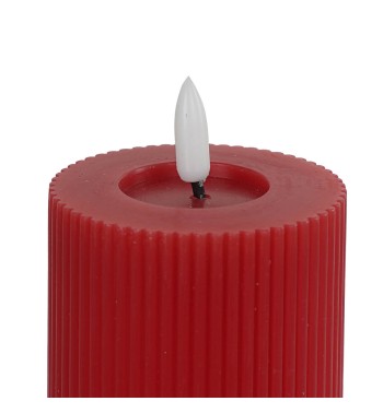 Candela Led Rigata in Cera Rossa