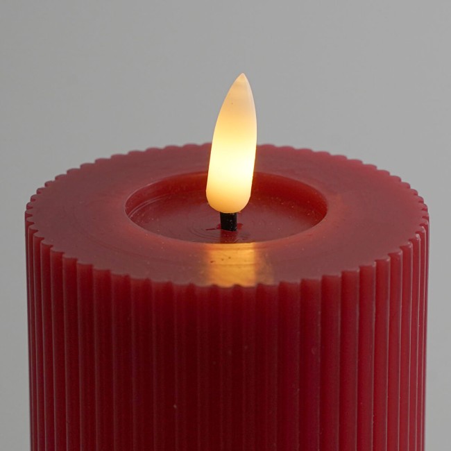 Candela Led Rigata in Cera Rossa