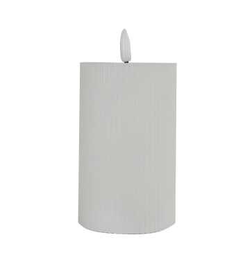 Candela Led Bianca in Cera Rigata