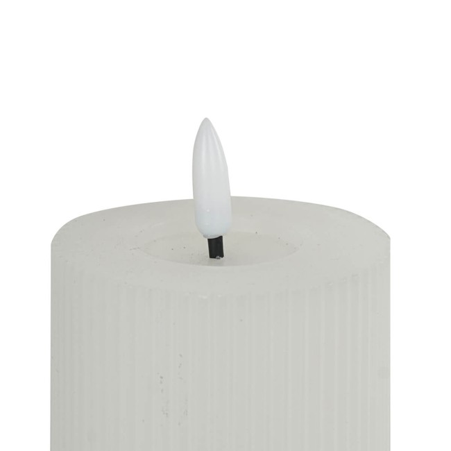 Candela Led Bianca in Cera Rigata