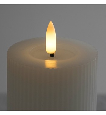 Candela Led Bianca in Cera Rigata
