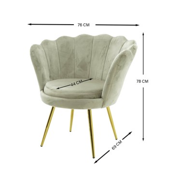 Poltrona in Velluto a Conchiglia in 5 Colori