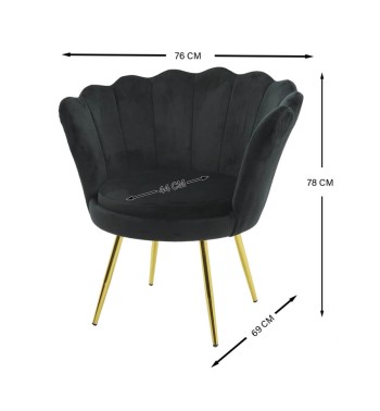 Poltrona in Velluto a Conchiglia in 5 Colori