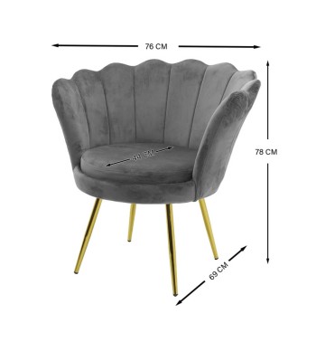 Poltrona in Velluto a Conchiglia in 5 Colori