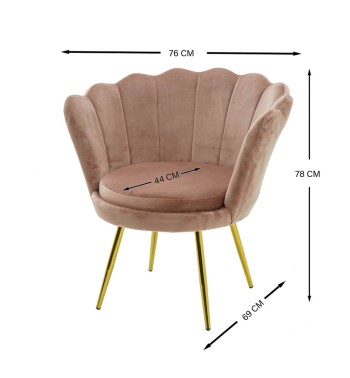 Poltrona in Velluto a Conchiglia in 5 Colori