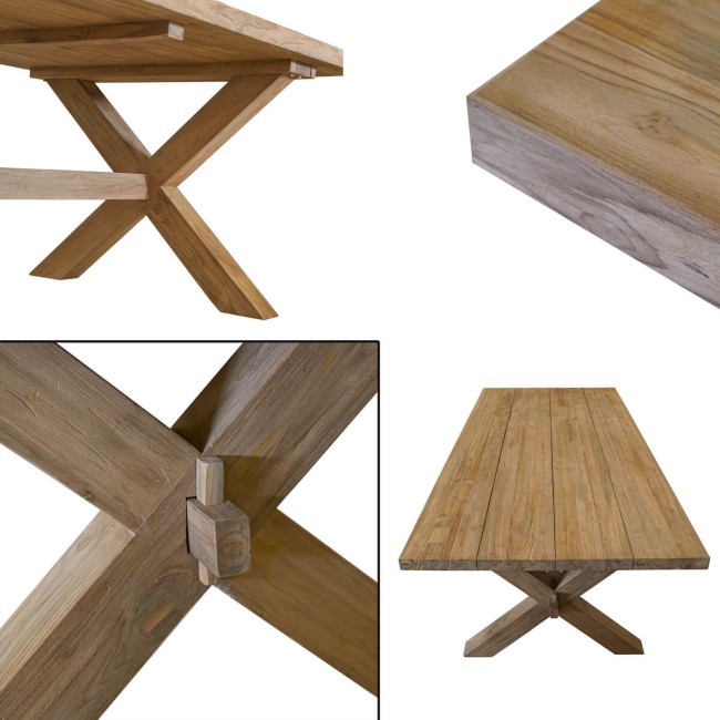 Set Tavolo da Giardino in Teak con 6 Sedie in Rattan - Boston