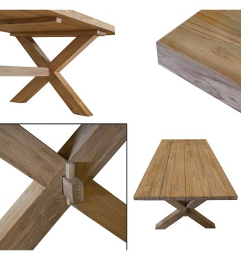 Set Tavolo da Giardino in Teak con 6 Sedie in Rattan - Boston