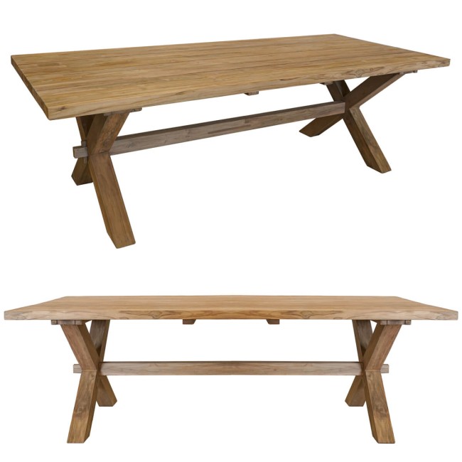 Set Tavolo da Giardino in Teak con 6 Sedie in Rattan - Boston