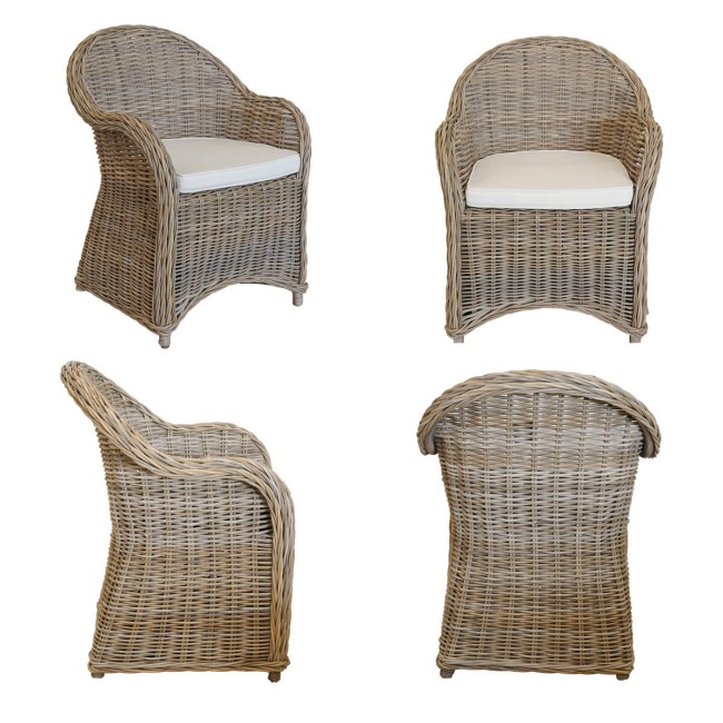 Set Tavolo da Giardino in Teak con 6 Sedie in Rattan - Boston