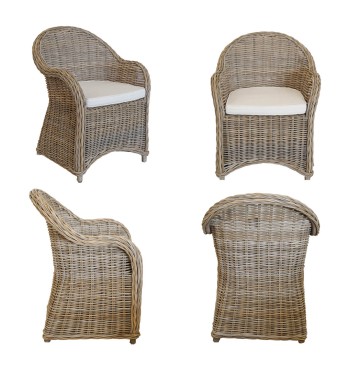 Set Tavolo da Giardino in Teak con 6 Sedie in Rattan - Boston