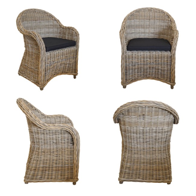 Set Tavolo da Giardino in Teak con 6 Sedie in Rattan - Boston