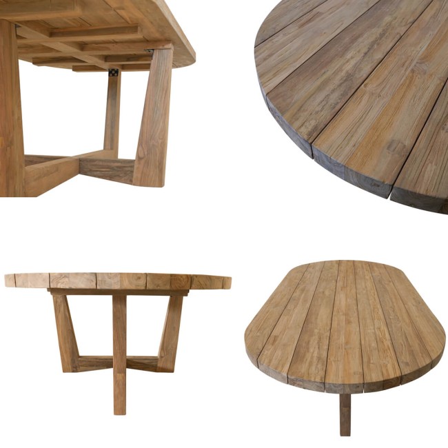 Set Tavolo Ovale in Teak con 6 Sedie in Rattan - Luton