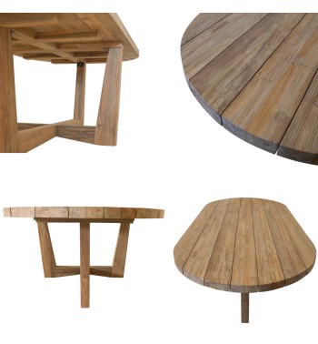 Set Tavolo Ovale in Teak con 6 Sedie in Rattan - Luton