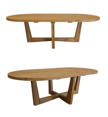 Set Tavolo Ovale in Teak con 6 Sedie in Rattan - Luton