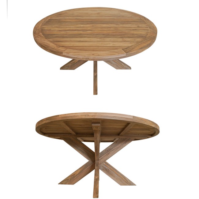 Set Tavolo Rotondo in Teak con 4 Sedie in Rattan - Oxford