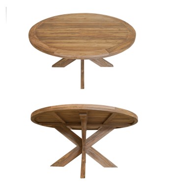 Set Tavolo Rotondo in Teak con 4 Sedie in Rattan - Oxford