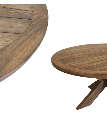 Set Tavolo Rotondo in Teak con 4 Sedie in Rattan - Oxford