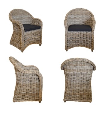 Set Tavolo Rotondo in Teak con 4 Sedie in Rattan - Oxford