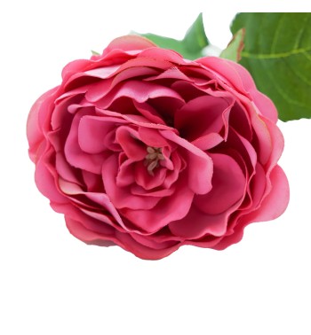 Rosa Schiusa Artificiale con Stelo e Foglie H.50 cm