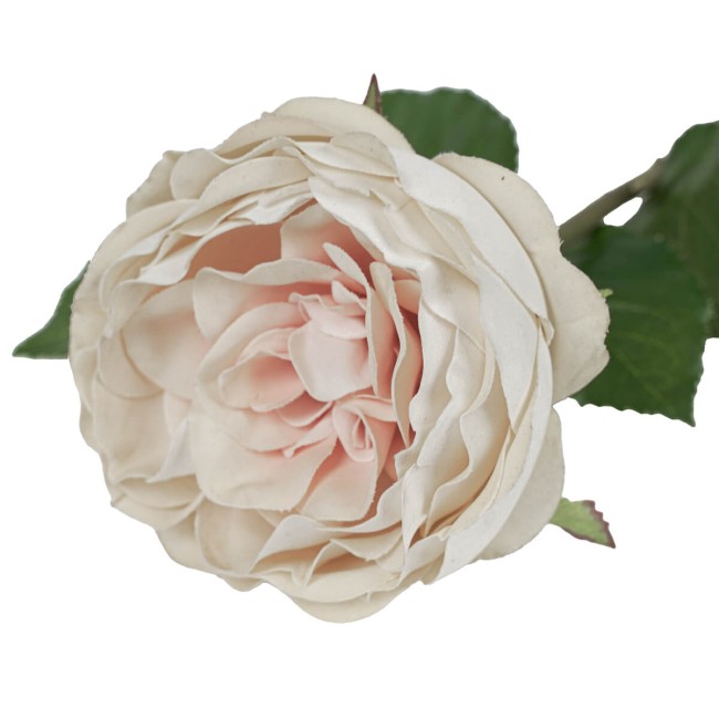 Rosa Schiusa Artificiale con Stelo e Foglie H.50 cm