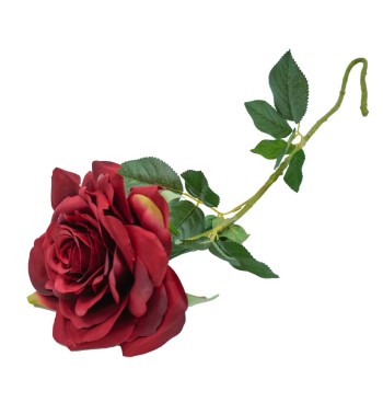 Rosa con Stelo e Foglie Artificiale H.84 cm