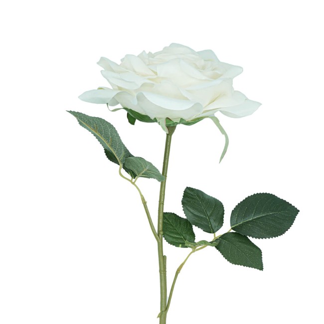 Rosa con Stelo e Foglie Artificiale H.84 cm