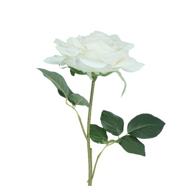 Rosa con Stelo e Foglie Artificiale H.84 cm