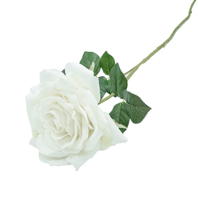 Rosa con Stelo e Foglie Artificiale H.84 cm