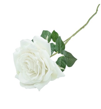 Rosa con Stelo e Foglie Artificiale H.84 cm