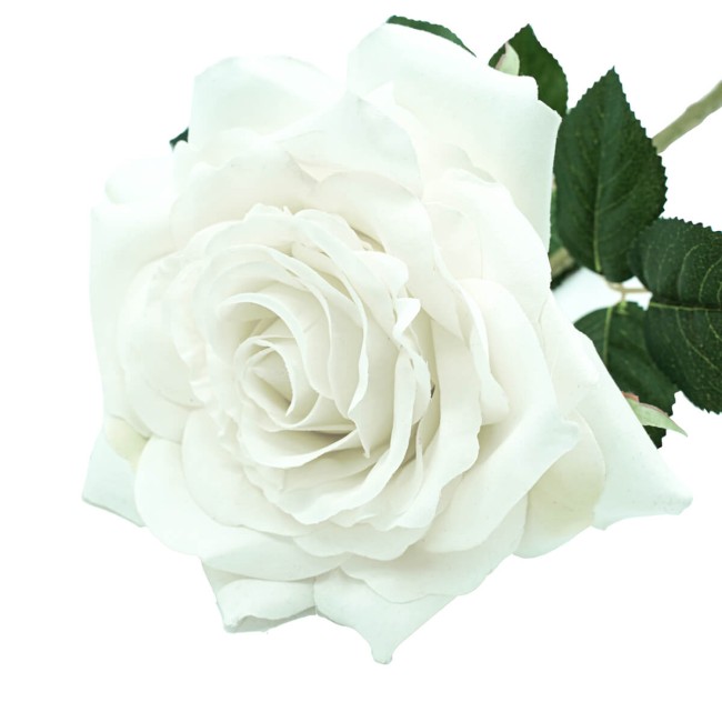 Rosa con Stelo e Foglie Artificiale H.84 cm