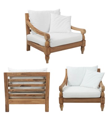 Set Divano da Giardino in Teak, 2 Colori - Jakarta