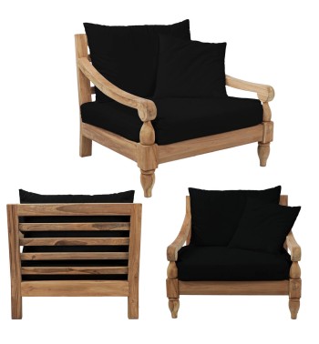 Set Divano da Giardino in Teak, 2 Colori - Jakarta