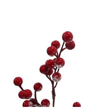 Ramo Innevato con Bacche Rosse e Pigne L.81 cm