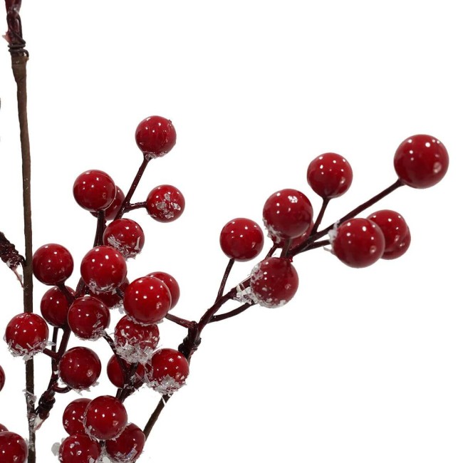 Ramo Innevato con Bacche Rosse e Pigne L.81 cm