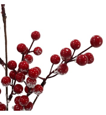 Ramo Innevato con Bacche Rosse e Pigne L.81 cm