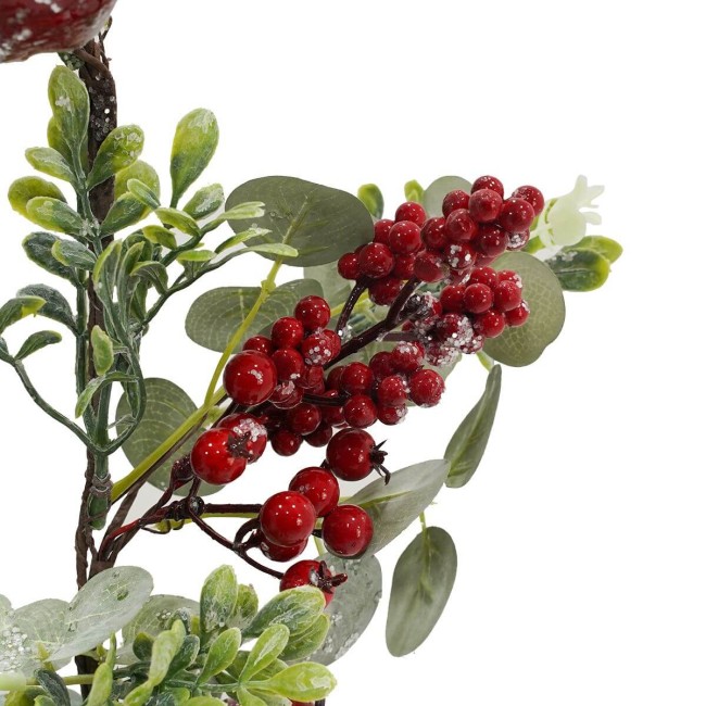 Tralcio Natalizio di Foglie Verdi, Bacche e Mele L.120 cm