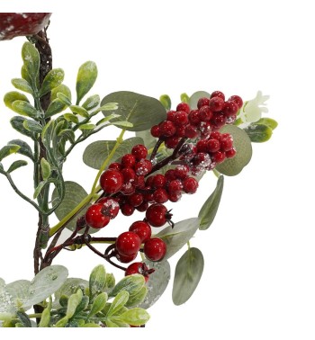 Tralcio Natalizio di Foglie Verdi, Bacche e Mele L.120 cm